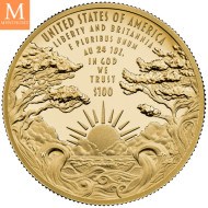 NYHET! 2024 USA 100 dollar Liberty and Britannia kvalitet proof high relief med boks og coa