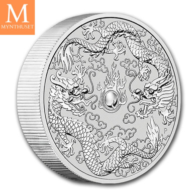 Australia 2021 10 oz Double Dragon 9999 Sølv BU i kapsel