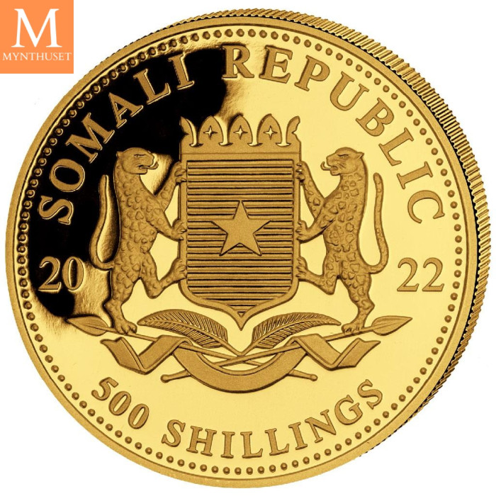 Somalia 2022 LEOPARD PRESTIGE GULL SETT AFRICAN WILDLIFE 4 MYNTER 1,85 OZ PROOF