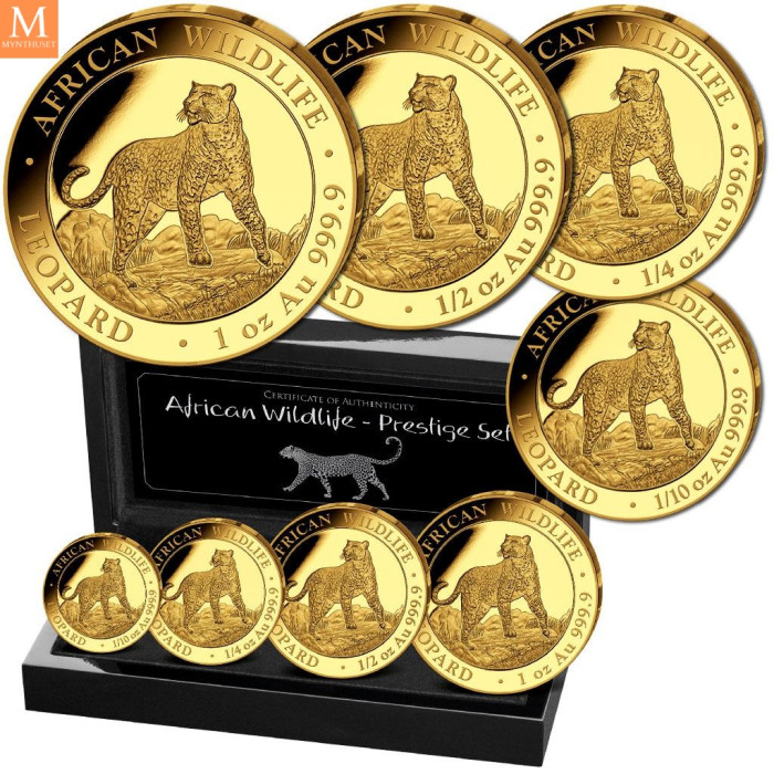 Somalia 2022 LEOPARD PRESTIGE GULL SETT AFRICAN WILDLIFE 4 MYNTER 1,85 OZ PROOF