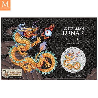 NYHET PÅ LAGER! Australia 2024 LUNAR GOLDEN DRAGON 1 OZ SØLV PERTH MINT 125TH ANNIVERSARY