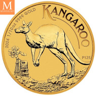 NYHET på lager! Australia 2024 1/10 oz Gull Kangaroo BU M/Kapsel