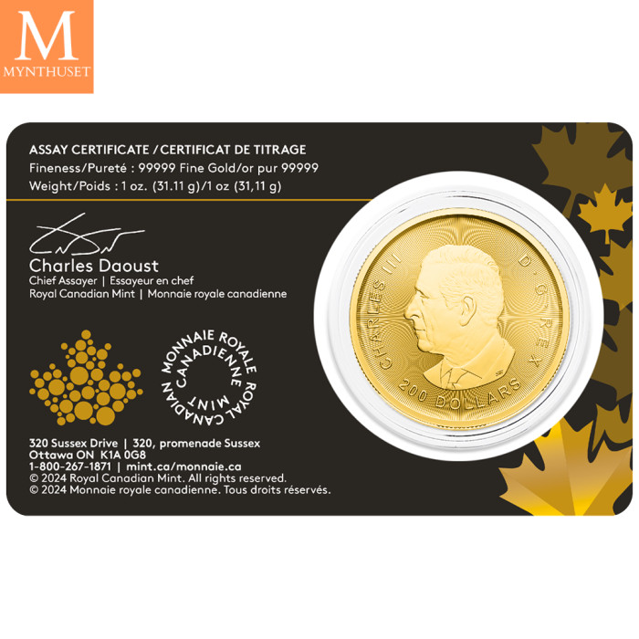 NYHET!Canada 2024 1 oz Gull .99999 Klondike Passage for Gold BU i Forseglet Garantikort