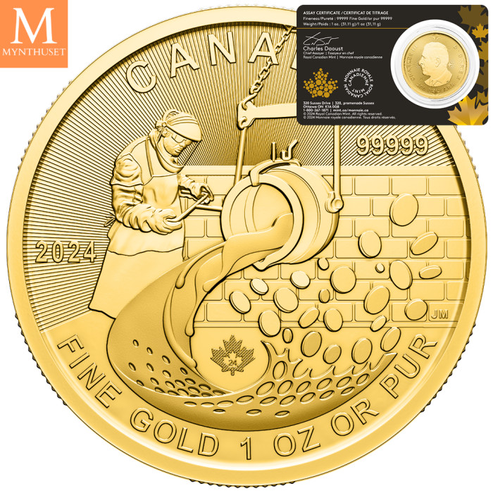 NYHET!Canada 2024 1 oz Gull .99999 Klondike Passage for Gold BU i Forseglet Garantikort