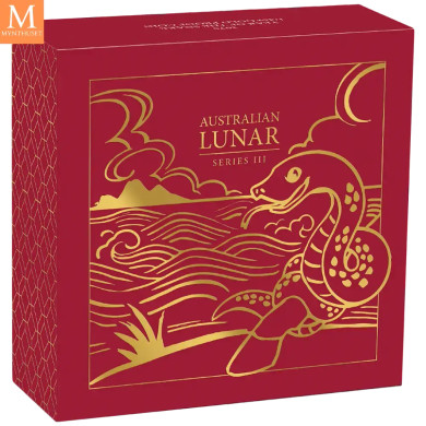 PÅ LAGER! Australia 2025 1/4 oz Gull Lunar S3 Year of the Snake Proof med skrin og COA
