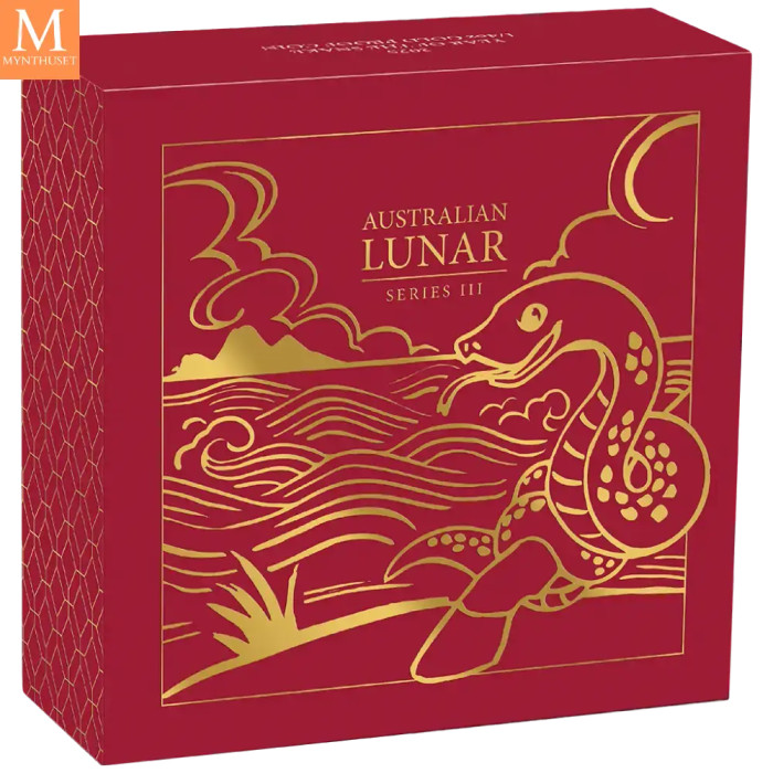 PÅ LAGER! Australia 2025 1/10oz Gull Lunar S3 Year of the Snake Proof med skrin og COA
