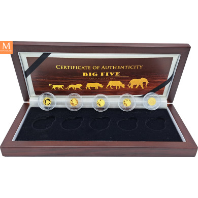 Afrika Gold 5 x 0,5g proof Big Five Selection Africa Kamerun DRC AU 100 Franc
