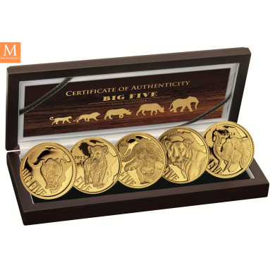 Afrika Gold 5 x 0,5g proof Big Five Selection Africa Kamerun DRC AU 100 Franc