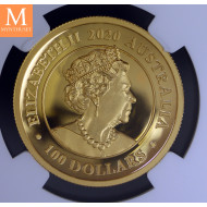 Sjelden! Australia 2020P 100 dollar gull Swan high relief kvalitet proof, NGC PF70 UCAM Sjelden