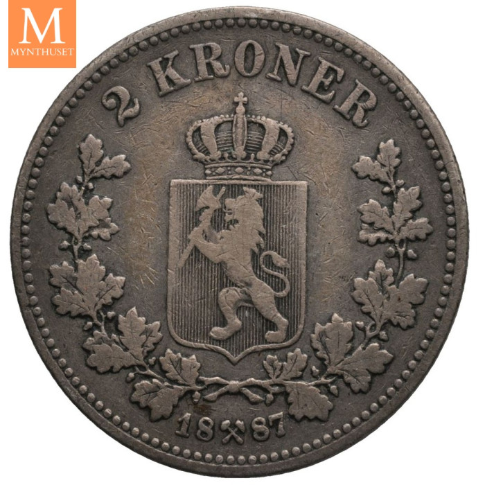 2 kroner 1887 Oscar II Kv.1