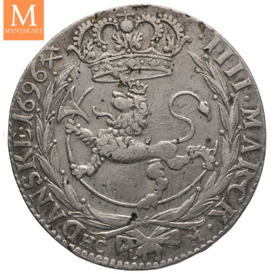 4 mark 1696 Christian V Kv.1+