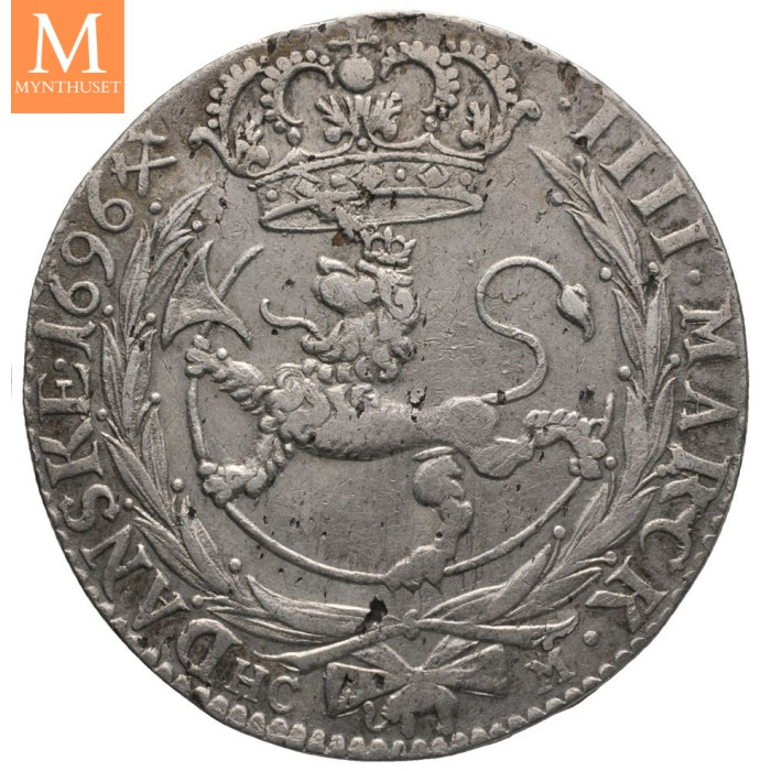 4 mark 1696 Christian V Kv.1+