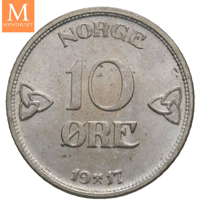 10 øre 1917 Haakon VII Kv 0