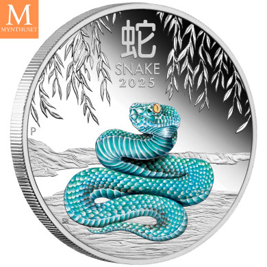 Australia Lunar Serie III 2025 Year of the Snake 1oz sølv farget mynt kvalitet proof