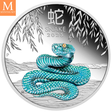 Australia Lunar Serie III 2025 Year of the Snake 1oz sølv farget mynt kvalitet proof