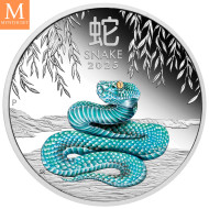Australia Lunar Serie III 2025 Year of the Snake 1oz sølv farget mynt kvalitet proof