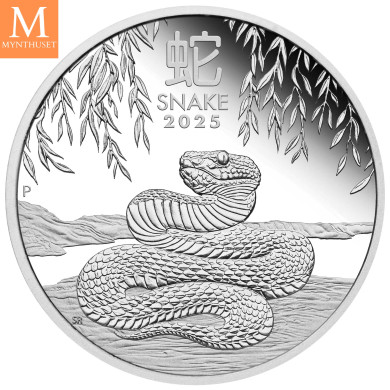 PÅ LAGER! Australia 2025 1/2 oz SØLV Lunar S3 Year of the Snake kvalitet proof