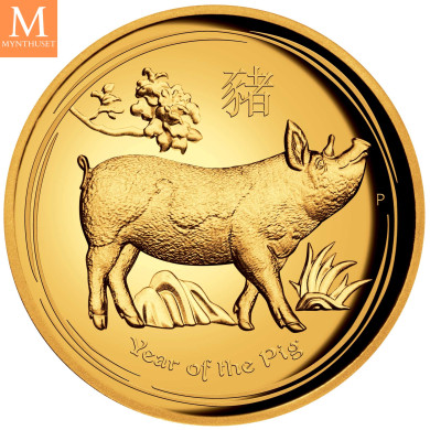 SJELDEN opplag 109! Australia 2019 Year of the Pig 1oz gull High Relief kvalitet Proof