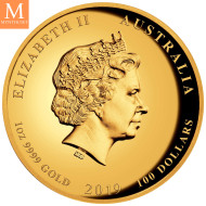 SJELDEN opplag 109! Australia 2019 Year of the Pig 1oz gull High Relief kvalitet Proof