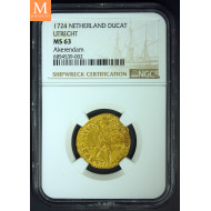 Rundeskatten gull dukat 1724 Utrecht kvalitet 01 NGC MS63