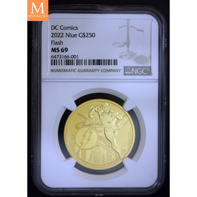 Sjelden! Niue 2022 FLash GULL 250  DOLLAR 1 OZ i kvalitet BU NGC MS69