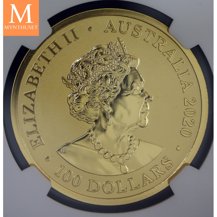 SJELDEN! Australia 2020 1 oz Gull mynt Australia Zoo Sumatran Tiger NGC MS70