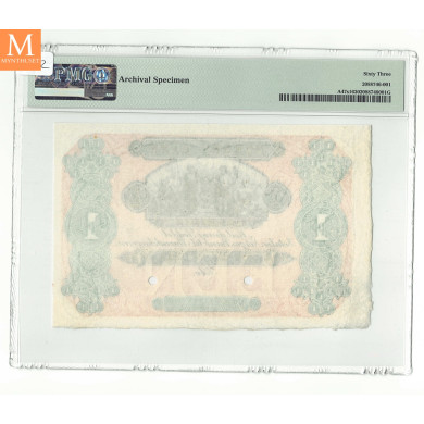 1 Speciedaler 1865-76 Specimen prøveseddel uten år Kvalitet 0/01