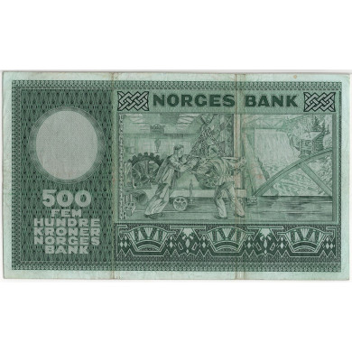 500 kroner 1976 G erstatningsseddel Kvalitet 1