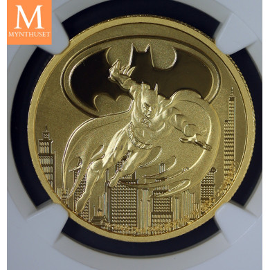 Sjelden! Niue 2021 Batman GULL 250  DOLLAR 1 OZ i kvalitet BU NGC MS70