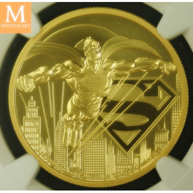 Sjelden! Niue 2021 SUPERMANN GULL 250  DOLLAR 1 OZ i kvalitet BU NGC MS70