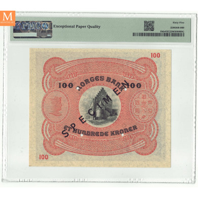 100 kroner 1945 C.6440663 Specimen PMG.65, kvalitet 0