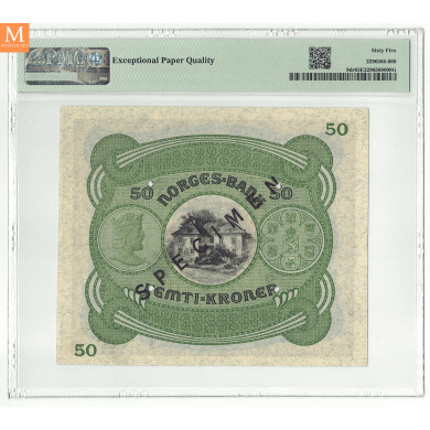 50 kroner 1945 D.1506500 Specimen PMG 65, Kvalitet 0