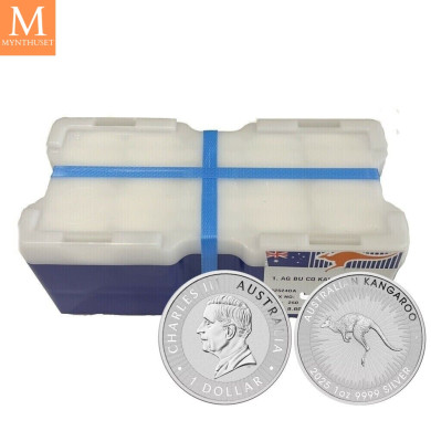 På lager ! Monsterboks! Australia Sølv 2025 Kangaroo 250 x 1 oz  BU (250 oz)