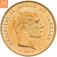 Sjelden! DANMARK Christian IX  20 kr 1874 København kvalitet 01 lett renset