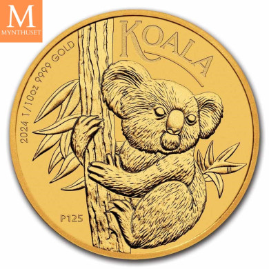 NYHET PÅ LAGER! Australia 2024 1/10 oz Gull Koala BU M/Kapsel