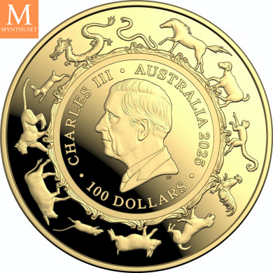 RÅSTILIG! Australia 2025 YEAR OF THE SNAKE 1 OZ GULL KVALITET PROOF
