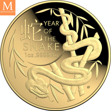 RÅSTILIG! Australia 2025 YEAR OF THE SNAKE 1 OZ GULL KVALITET PROOF