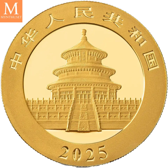 2025 Kina 1 Gram Gull Panda BU forseglet 2025 Kina 1 Gram Gull Panda BU forseglet