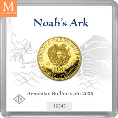 NYHET! Råstilig! Armenia 100 Dram Noahs Ark 2025 1 gram fint gull i forseglet kapsel med unikt nummer