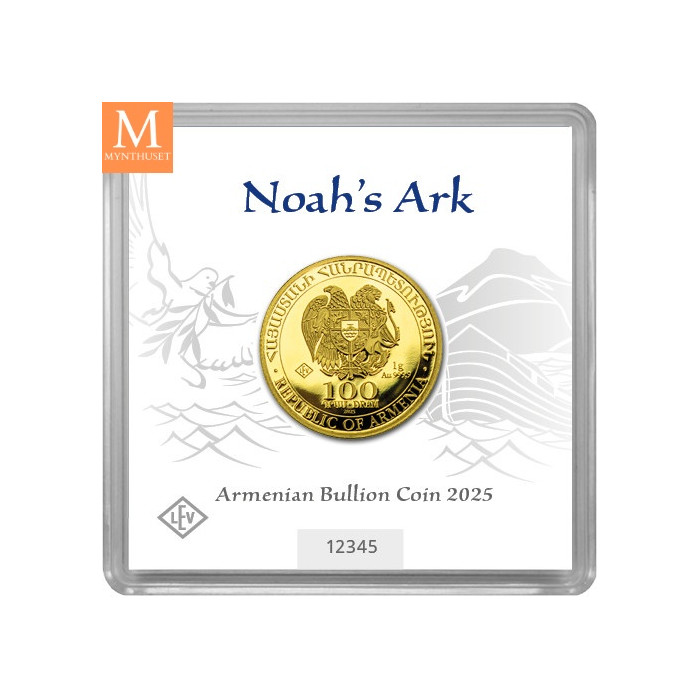 NYHET! Råstilig! Armenia 100 Dram Noahs Ark 2025 1 gram fint gull i forseglet kapsel med unikt nummer