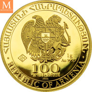 NYHET! Råstilig! Armenia 100 Dram Noahs Ark 2025 1 gram fint gull i forseglet kapsel med unikt nummer