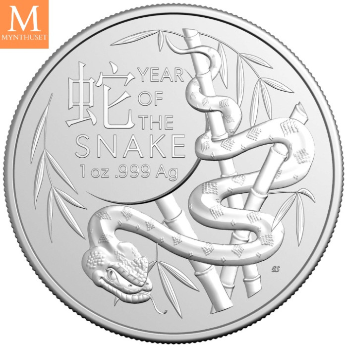 Australia 1 oz sølv RAM Lunar Year of the Snake 2025 BU I KAPSEL