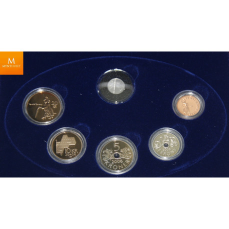 Proof coins of Norway Exclusive 2007 med medalje i hvitt gull