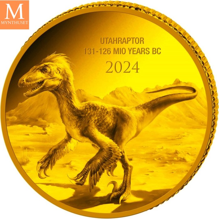 NYHET! KONGO 2024 Utahraptor 0,5 GRAM GULL PREHISTORIC LIFE II PROOF I KAPSEL