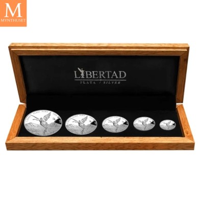 NYHET! Mexico 2024 Libertad sett med 5 stk sølvmynter i kvalitet proof CASA DE MONEDA DE MEXICO