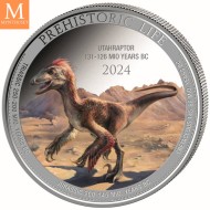 NYHET! KONGO 2024 FARGE Utahraptor  1 OZ SØLV I KVALITET BU M/KAPSEL