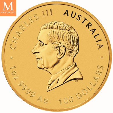 2024 1oz Gull Australia Chinese Myths and Legends Green Dragon And Koi Coloured BU Coin