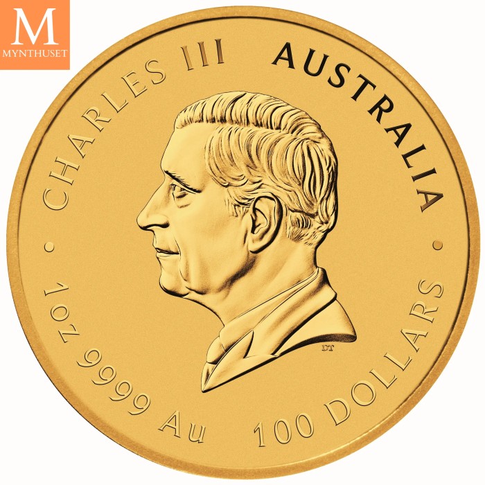 2024 1oz Gull Australia Chinese Myths and Legends Green Dragon And Koi Coloured BU Coin