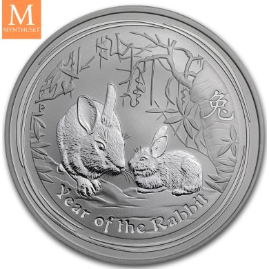 2011 Australia 1 oz Sølv Lunar S2 Year of the Rabbit kvalitet BU i Kapsel