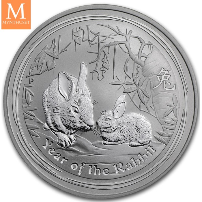 2011 Australia 1 oz Sølv Lunar S2 Year of the Rabbit kvalitet BU i Kapsel